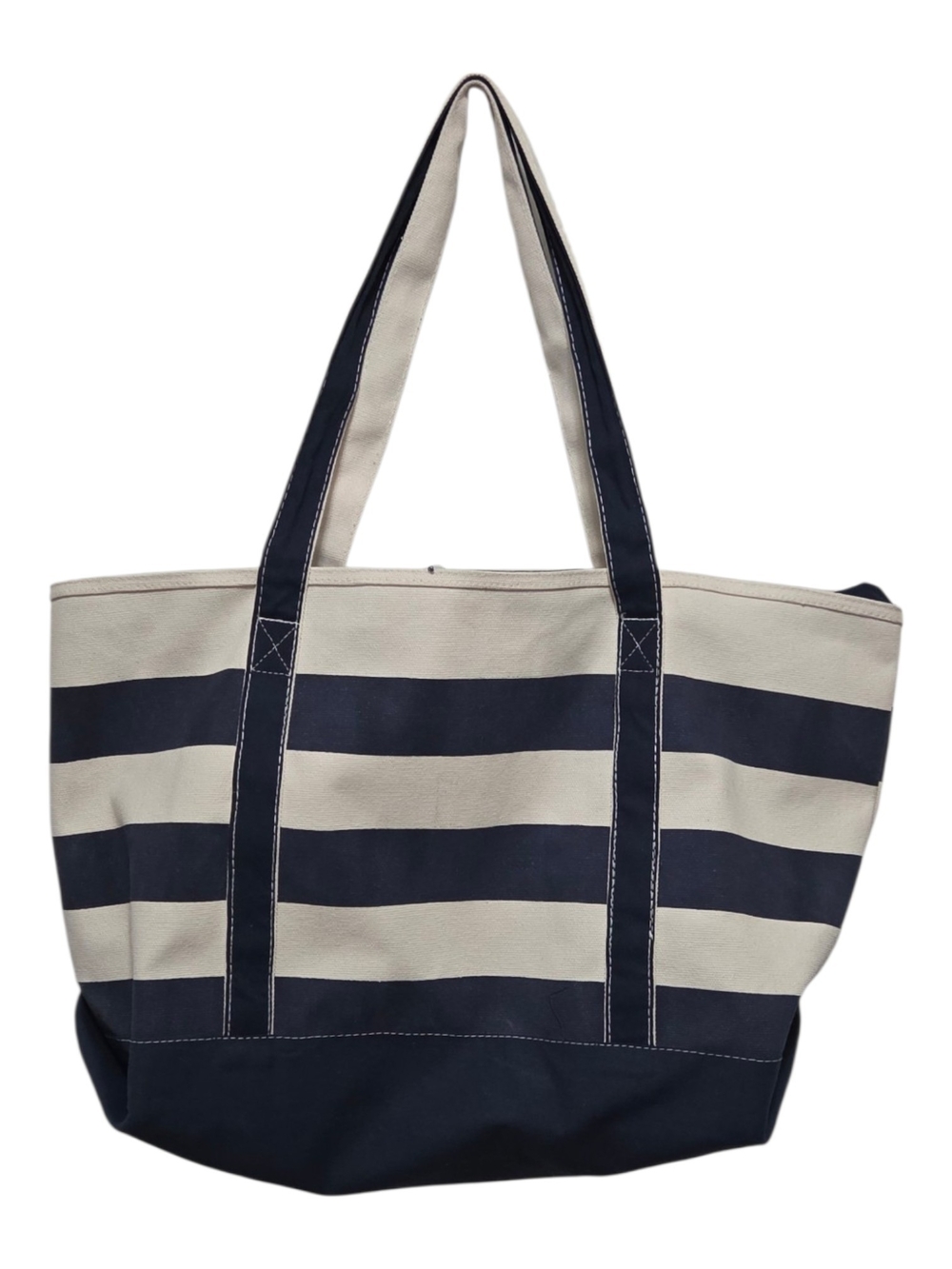 Striped Navy and Cream Everyday Canvas Tote